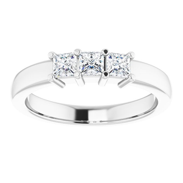 0.54 ct. Prong Set Princess Cut Diamond 3 Stone Wedding Band-VIRABYANI